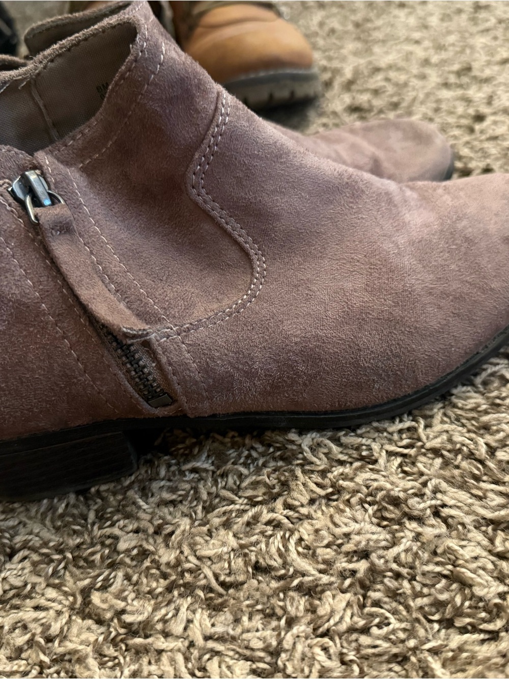 Suede Side-Zip Ankle Boots — Brown